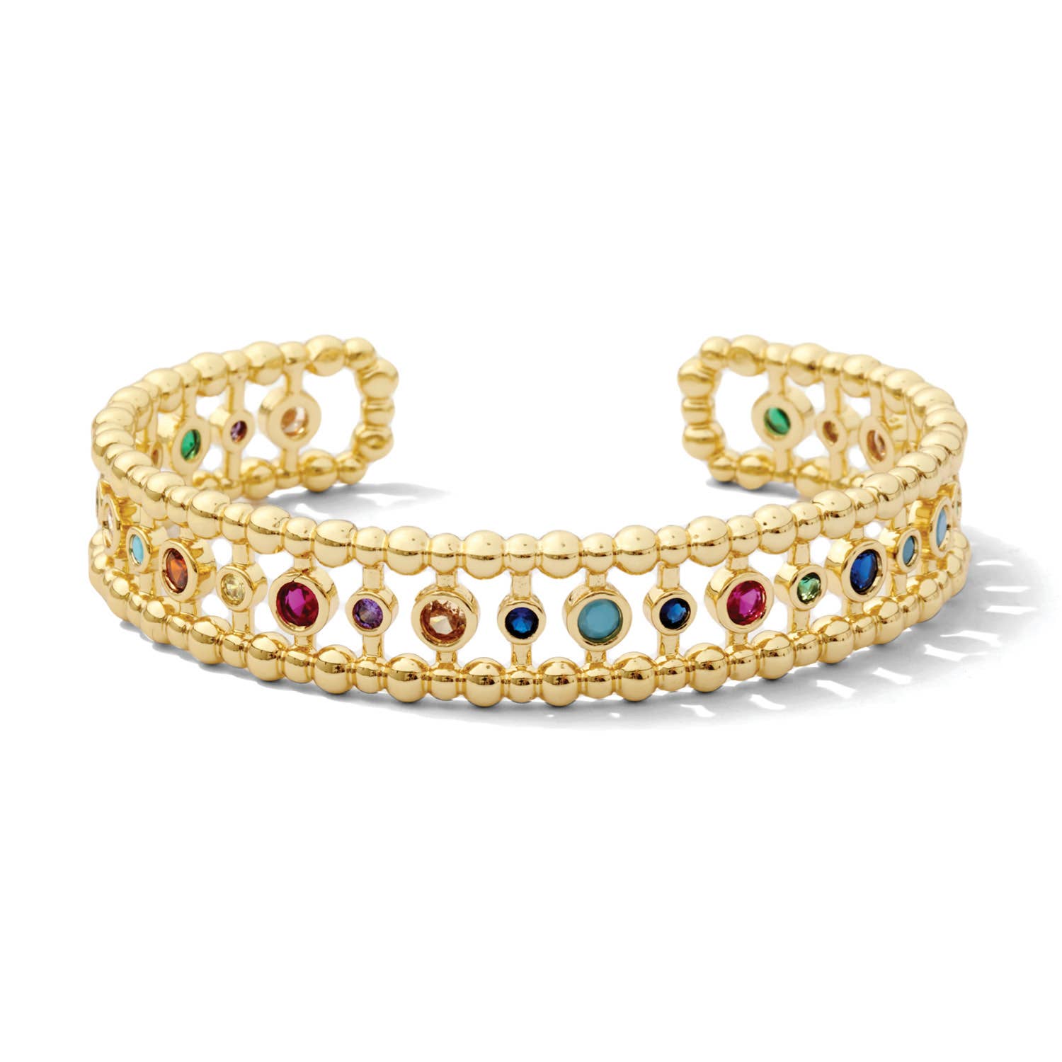Crystal Accented Cuff Bracelet (Multi Color)